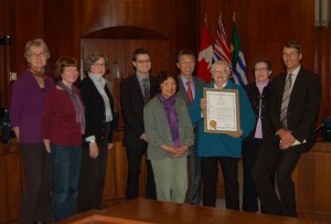 SAC members with Mayor Gregor Roberston, after the 2012 BC Seniors' Week proclamation